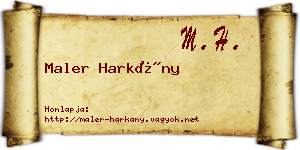 Maler Harkány névjegykártya